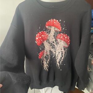 Black Sweater with Red Jellyfish Print